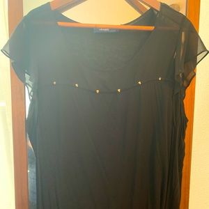 Blouse with sheer design and metal stud accents